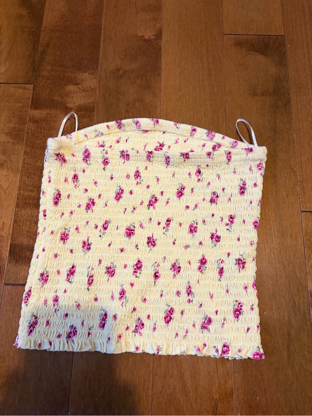 Garage Floral Smocked Crop Top in Yellow & Pink Size Small